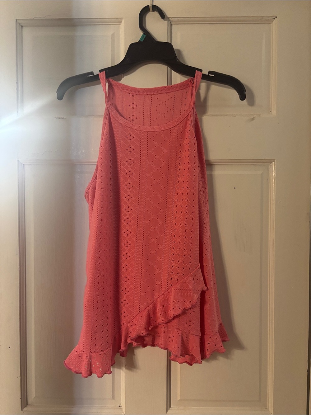 Women's Coral Eyelet Ruffle Summer Dress